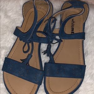 White Mt blue sandals